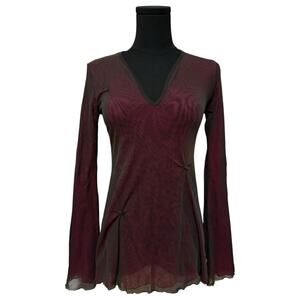 Cop Copine Layered Mesh Top Color Shift Black Pink Lettuce Edge Y2K Size 1 Small